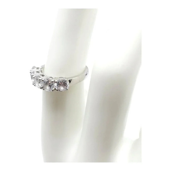 925 Sterling Silver Faceted Eternal Five Stone Ring Vintage Size 5 - Picture 5 of 6